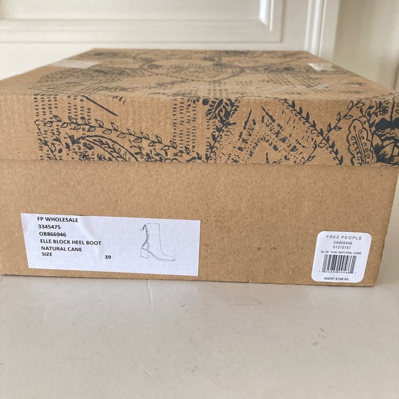 Free People Elle Block Heel Leather Boots In Natural Cane Sz 39 - Picture 3 of 12